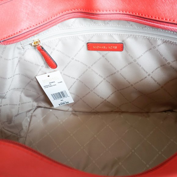 Michael Kors Shania LG EW Tote Bag MK Brown Red - Picture 6 of 11